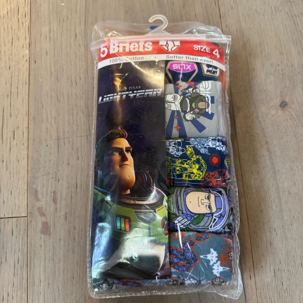 Disney Pixar Lightyear Boys Briefs‎ 5 Pack Size 4 Buzz Lightyear Space Underwear